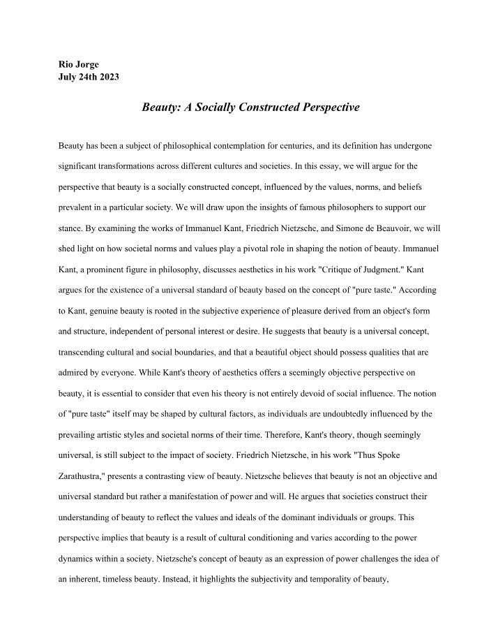 Kant's Insights on the Social Construction of Beauty