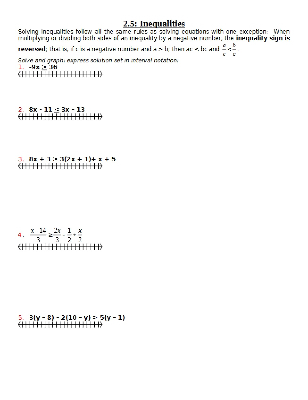 Solving Inequalities