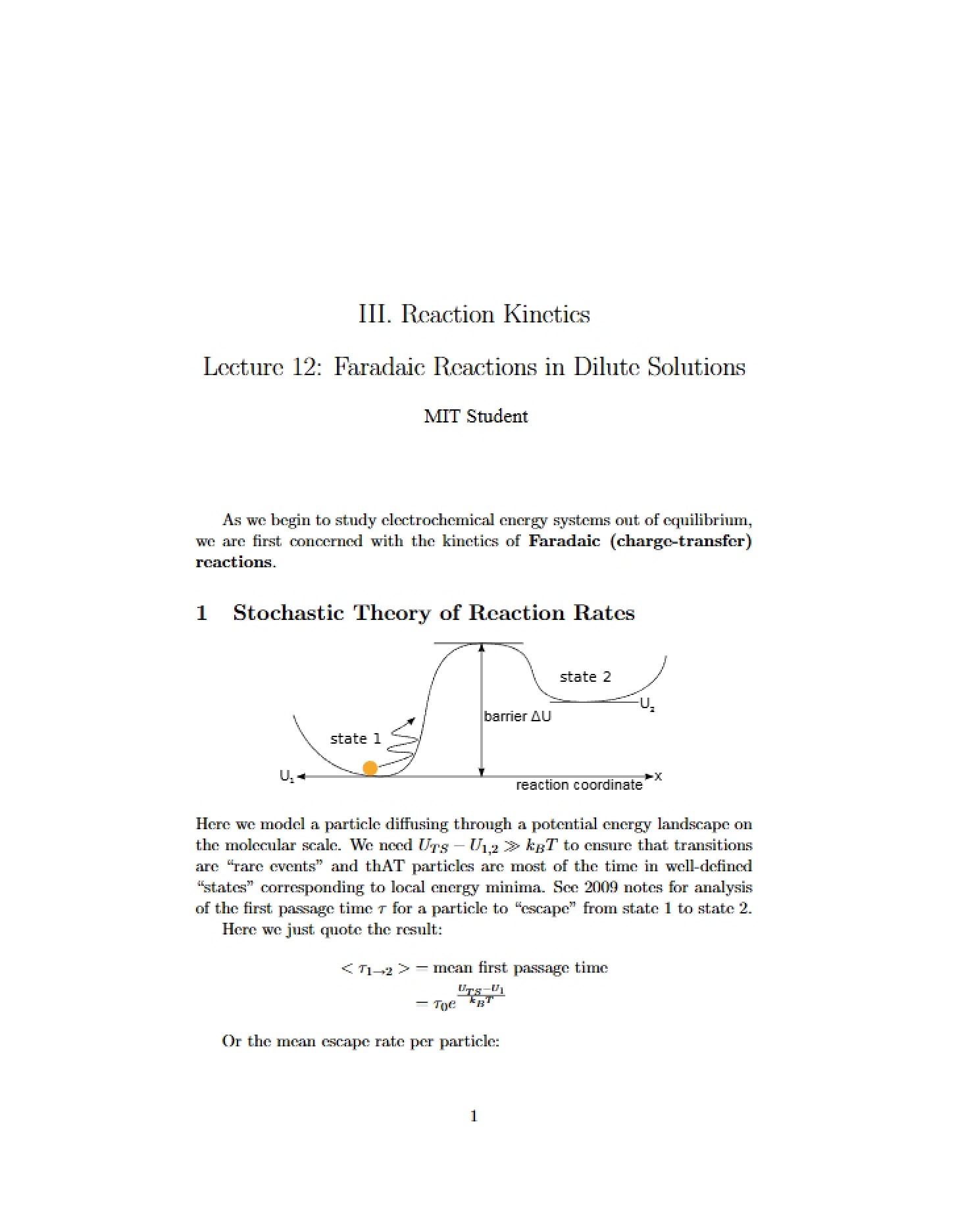 Dilute Solution Faradaic Reactions