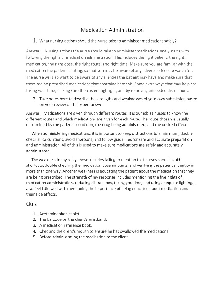 Medication Administration Practice Quiz