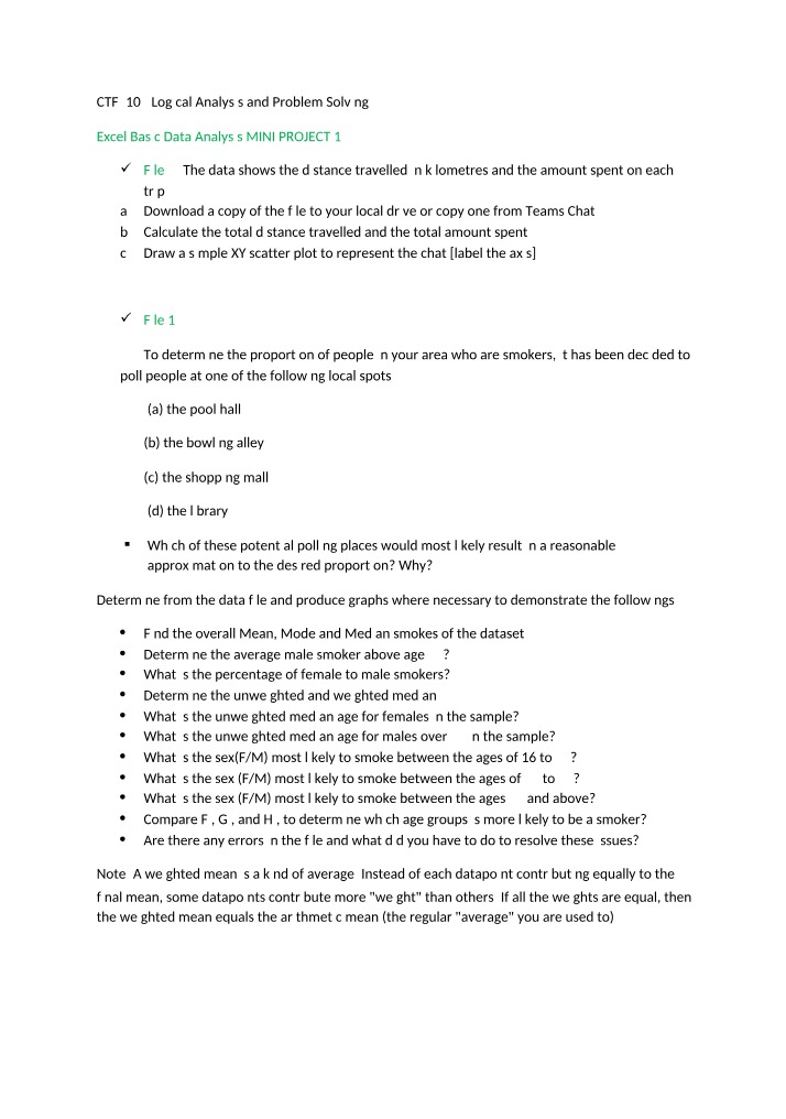 Mini Project 1 - Excel Basic Data Analysis