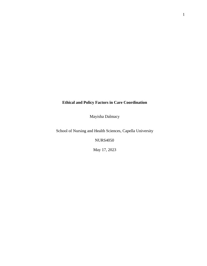 Ethical and Policy Factors in Community Care Coordination