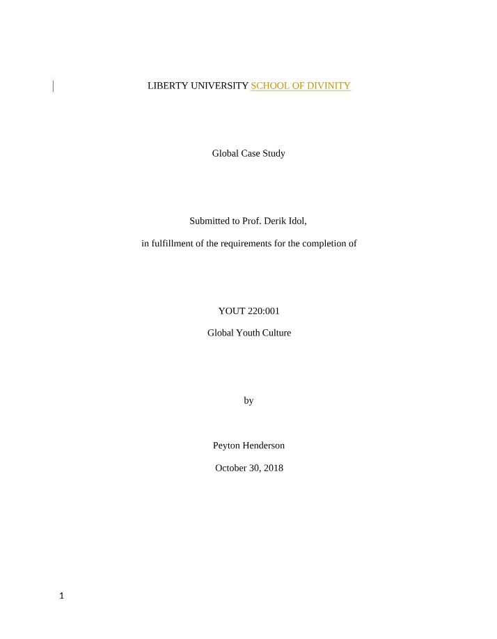 YOUT220 - Global Case Study