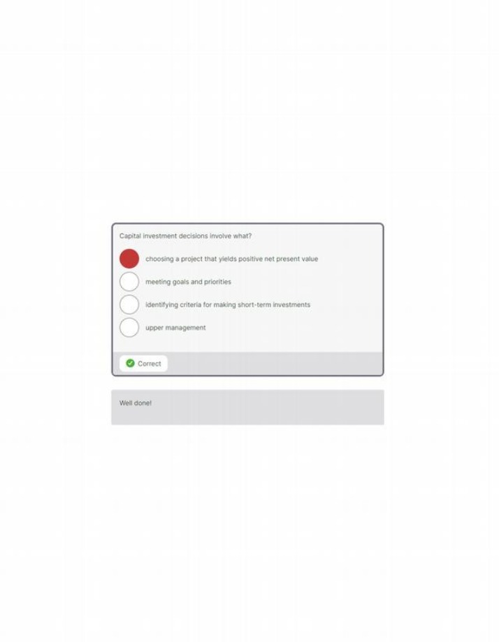 Quiz on Capital Investment Decisions