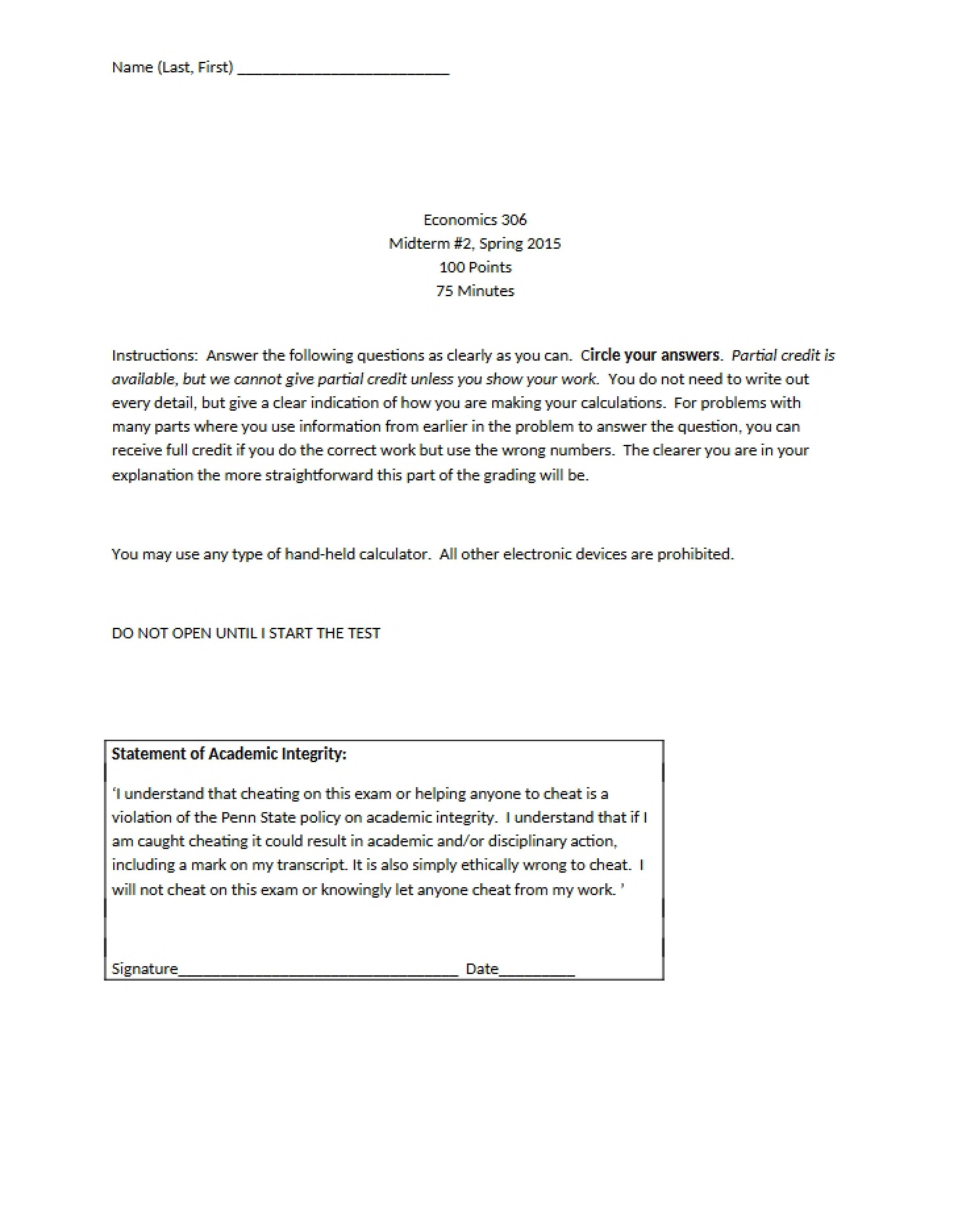 Second Midterm Exam