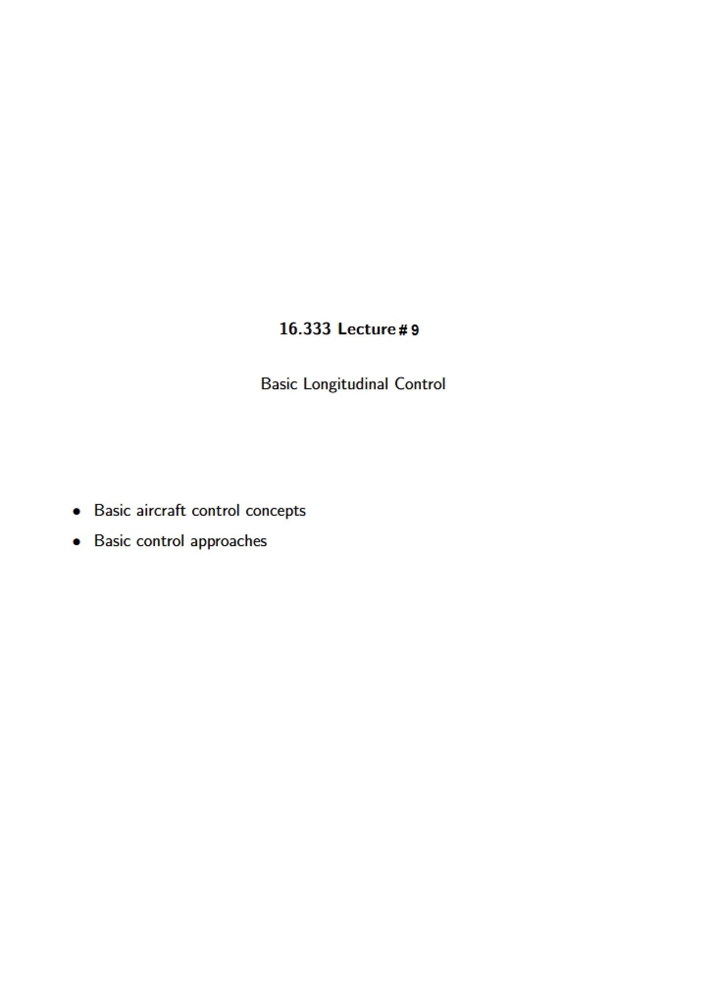 Longitudinal Control Basics