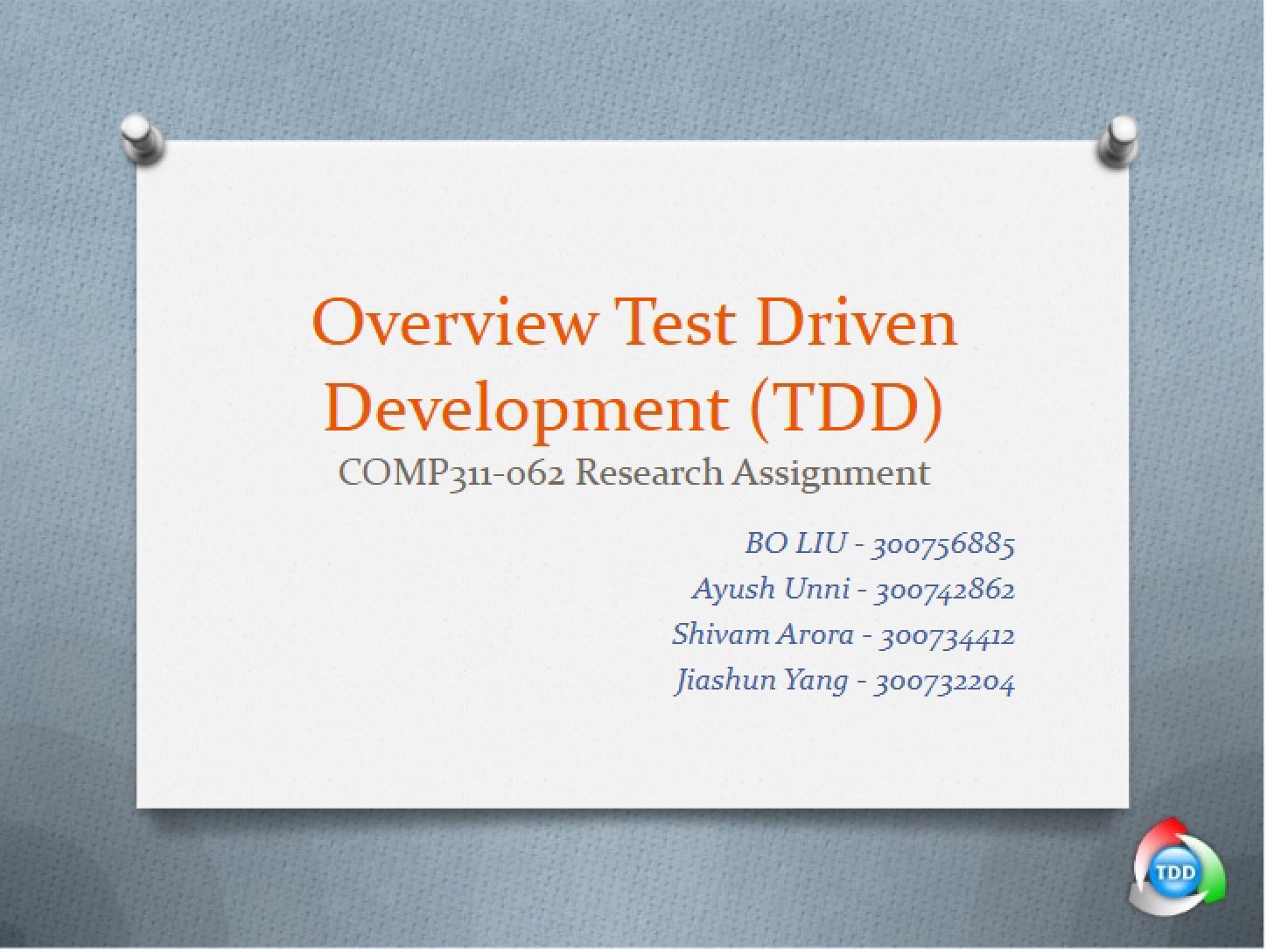 Test Driven Development Overview
