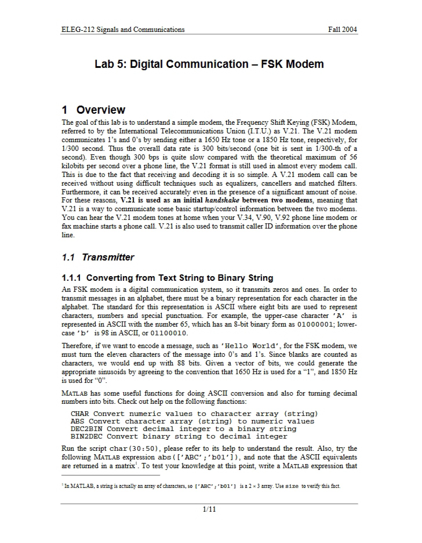 FSK Modem Digital Communication