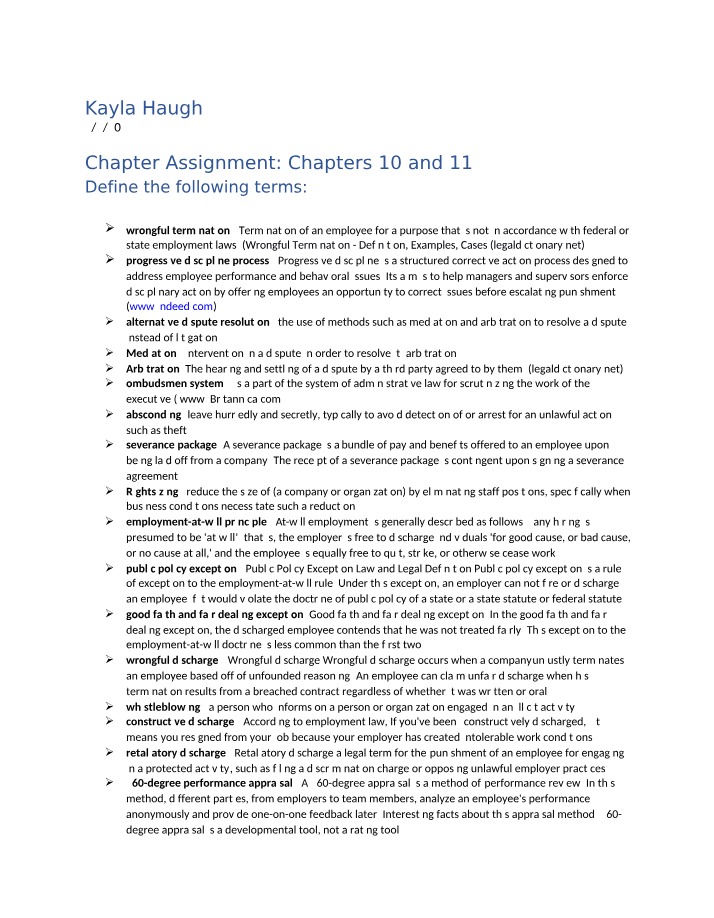 Chapters 10 and 11 Readings