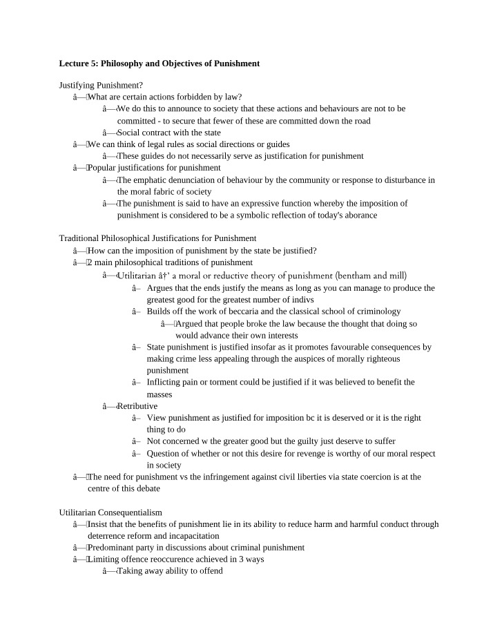 Philosophy and Objectives of Punishment