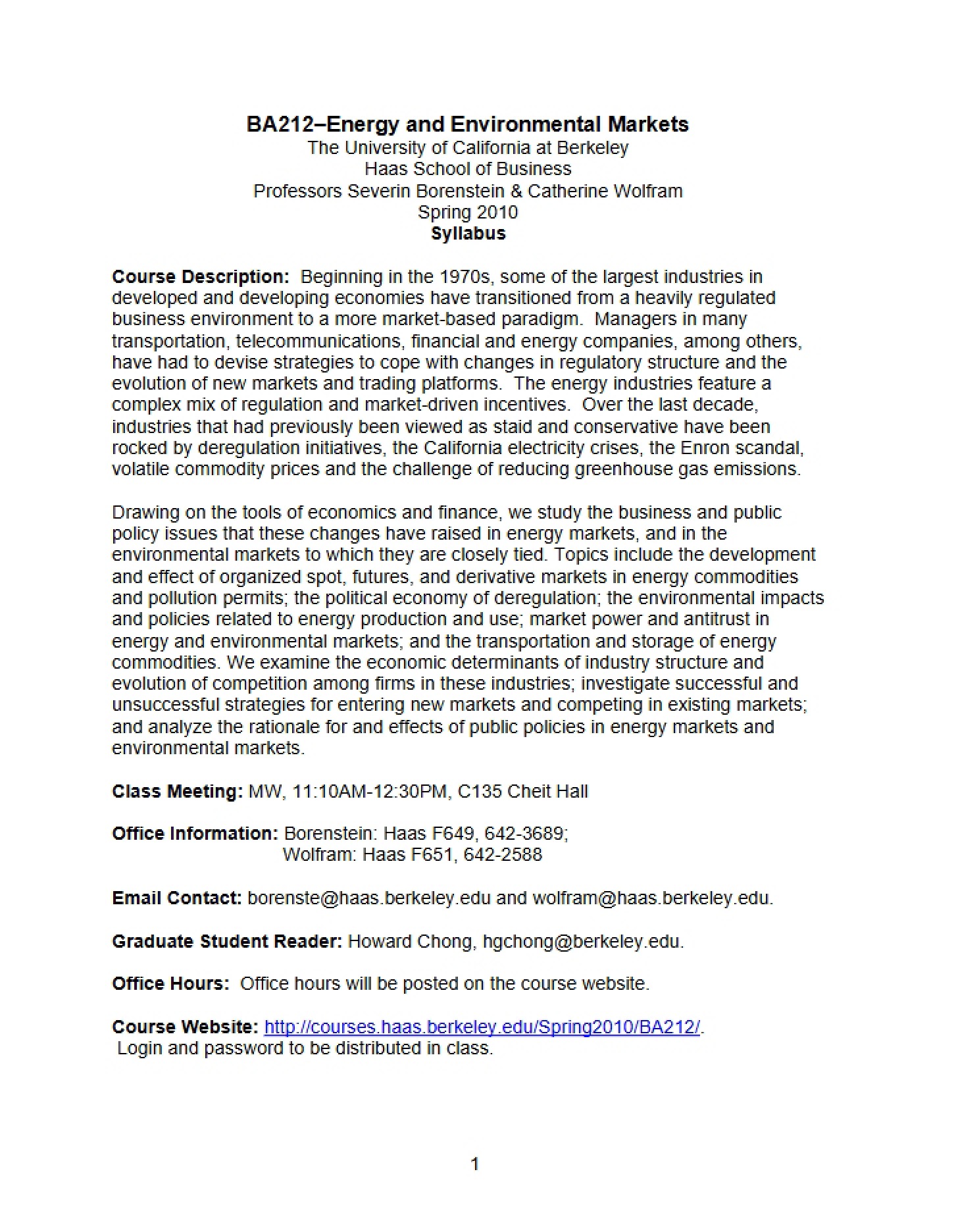Course Syllabus