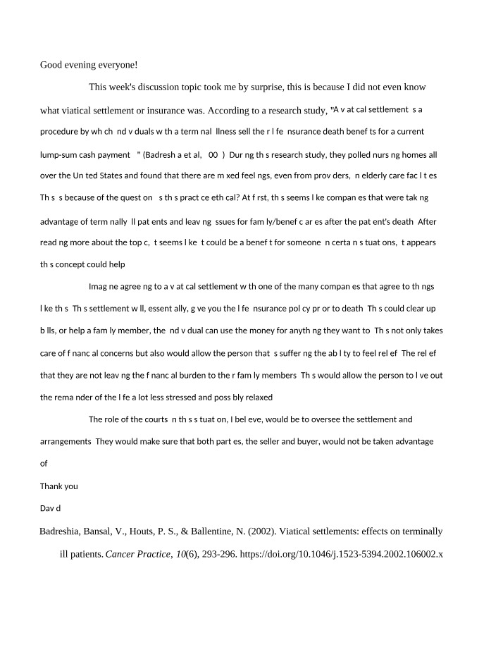 Ethical Implications of Viatical Settlements