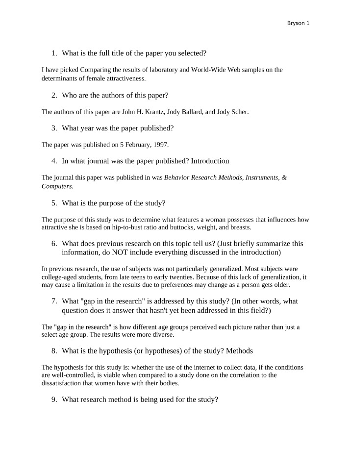Questions for Project 1