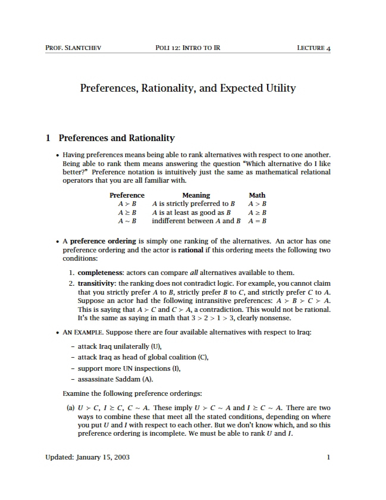 Rational Choice and Utility in Foreign Policy