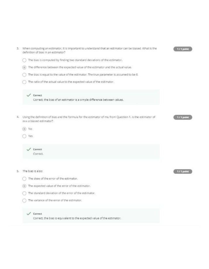 Quiz Questions and Answers for Bias in Estimators