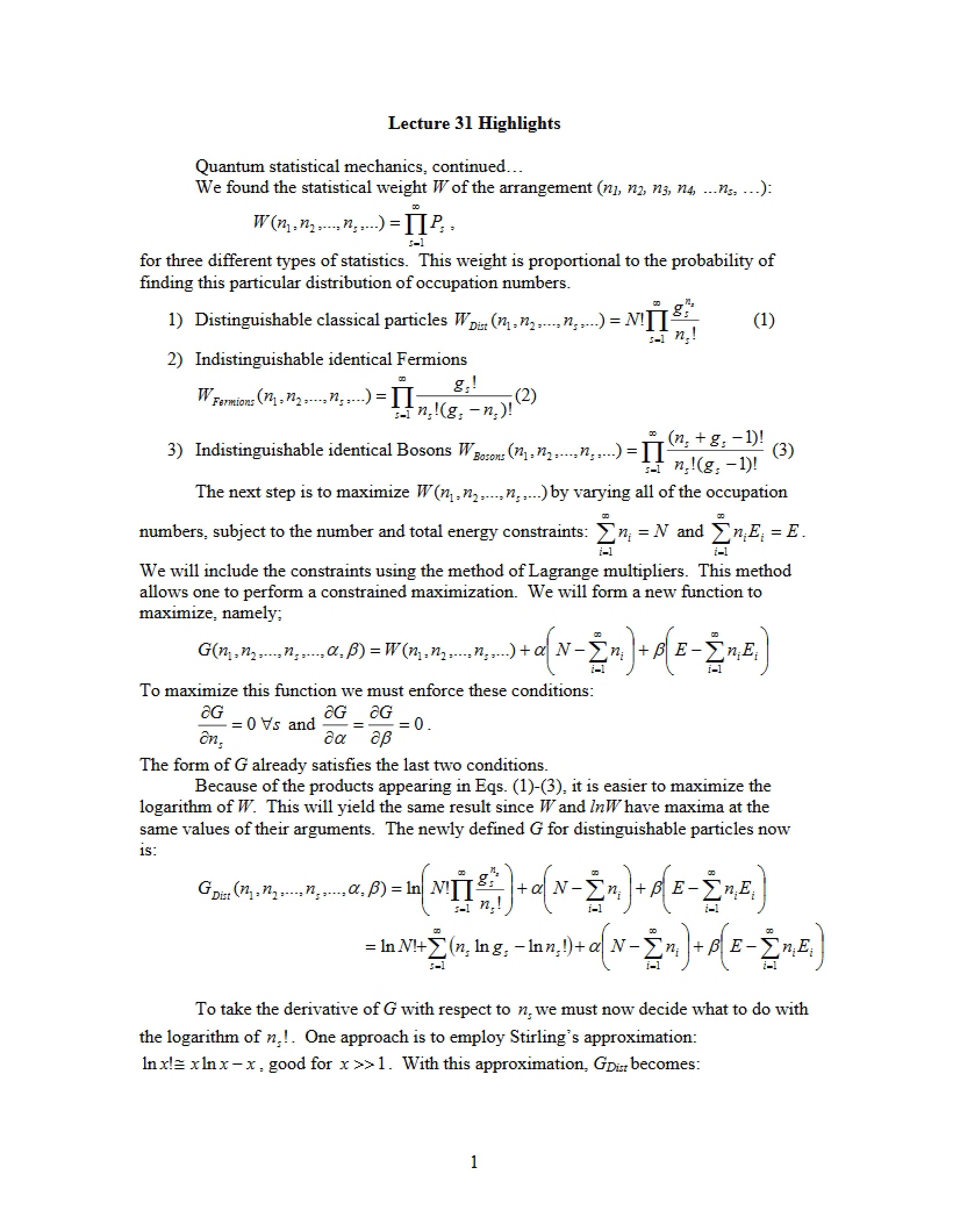 Summary Lecture 31