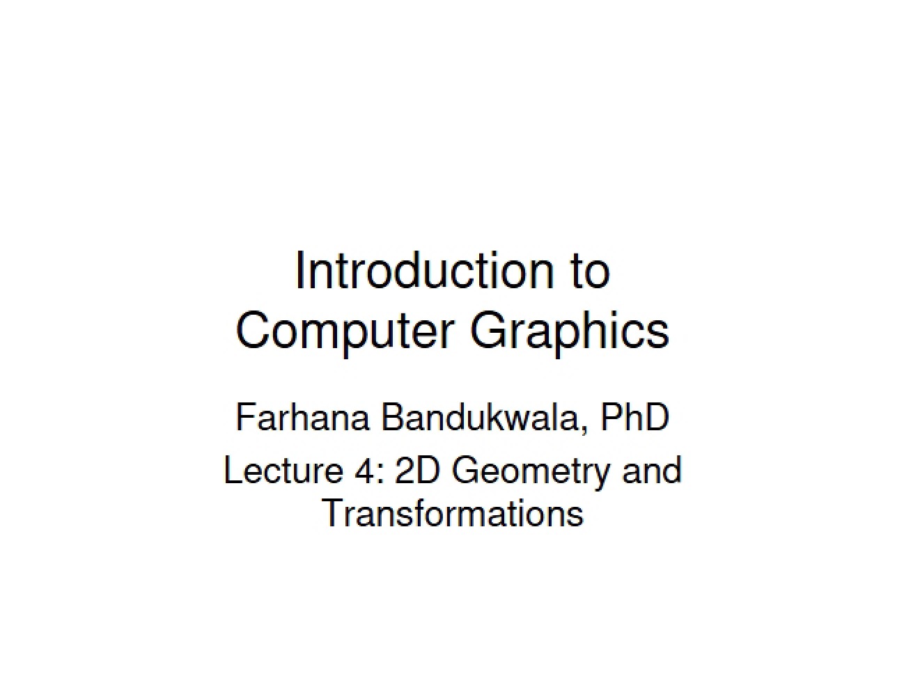 Geometry and 2D Transformations
