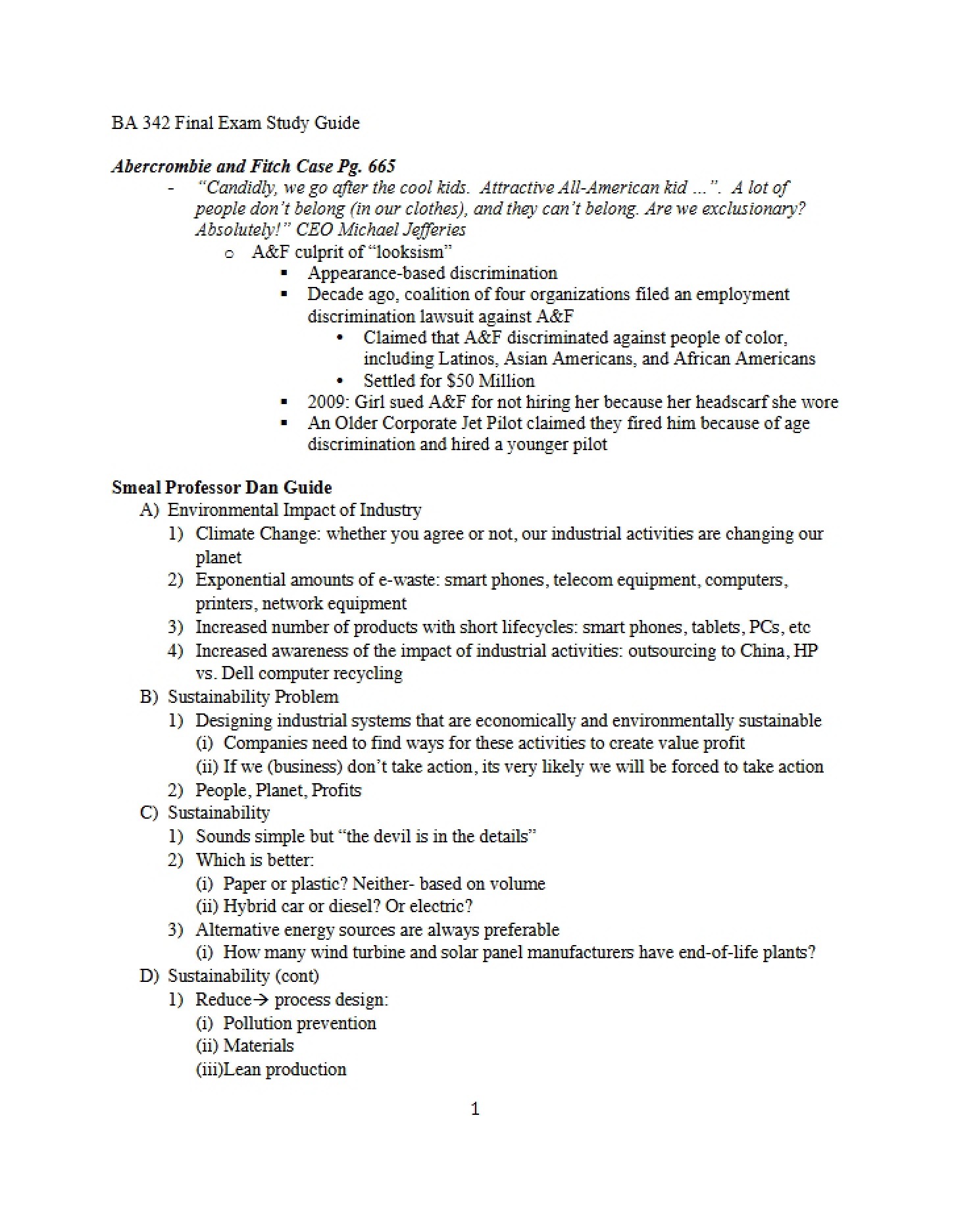 Guide for Final Assessment