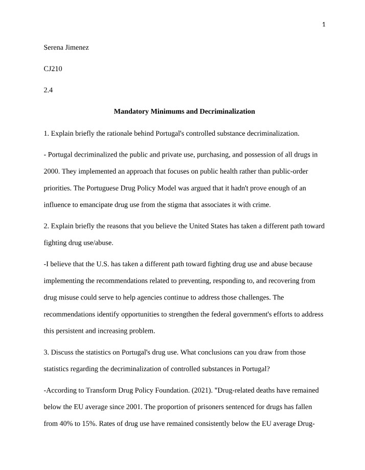 Decriminalization and Mandatory Minimums