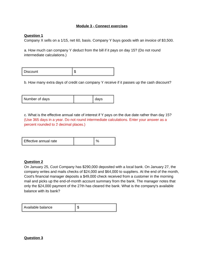 Connect Exercises - Module 3