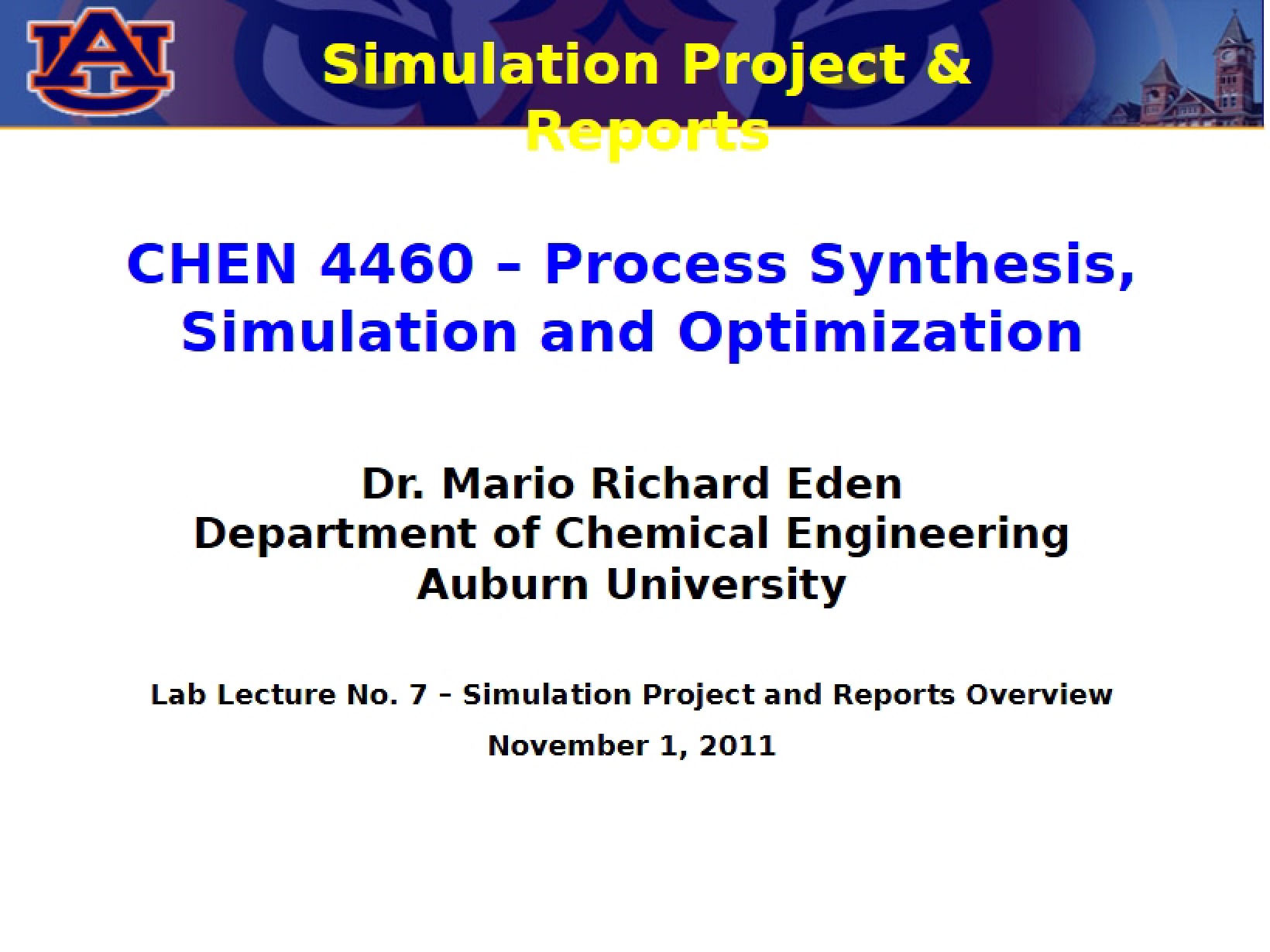 Lab Lecture Seven for Process Synthesis