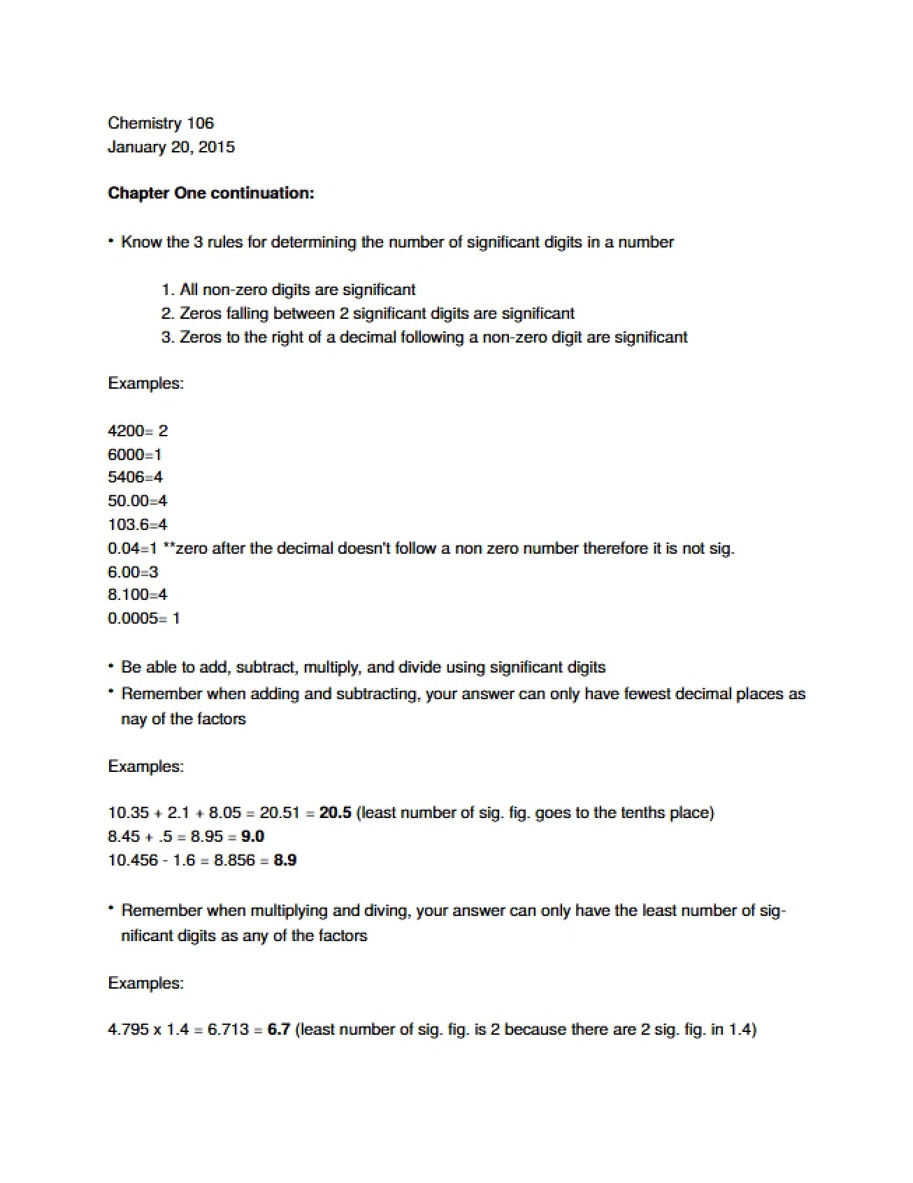 Chemistry 106 Word Definitions