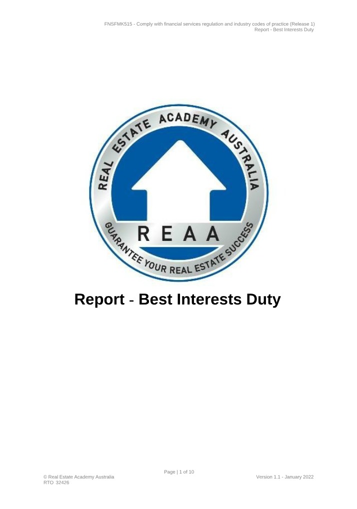 Best Interests Duty Report Section C