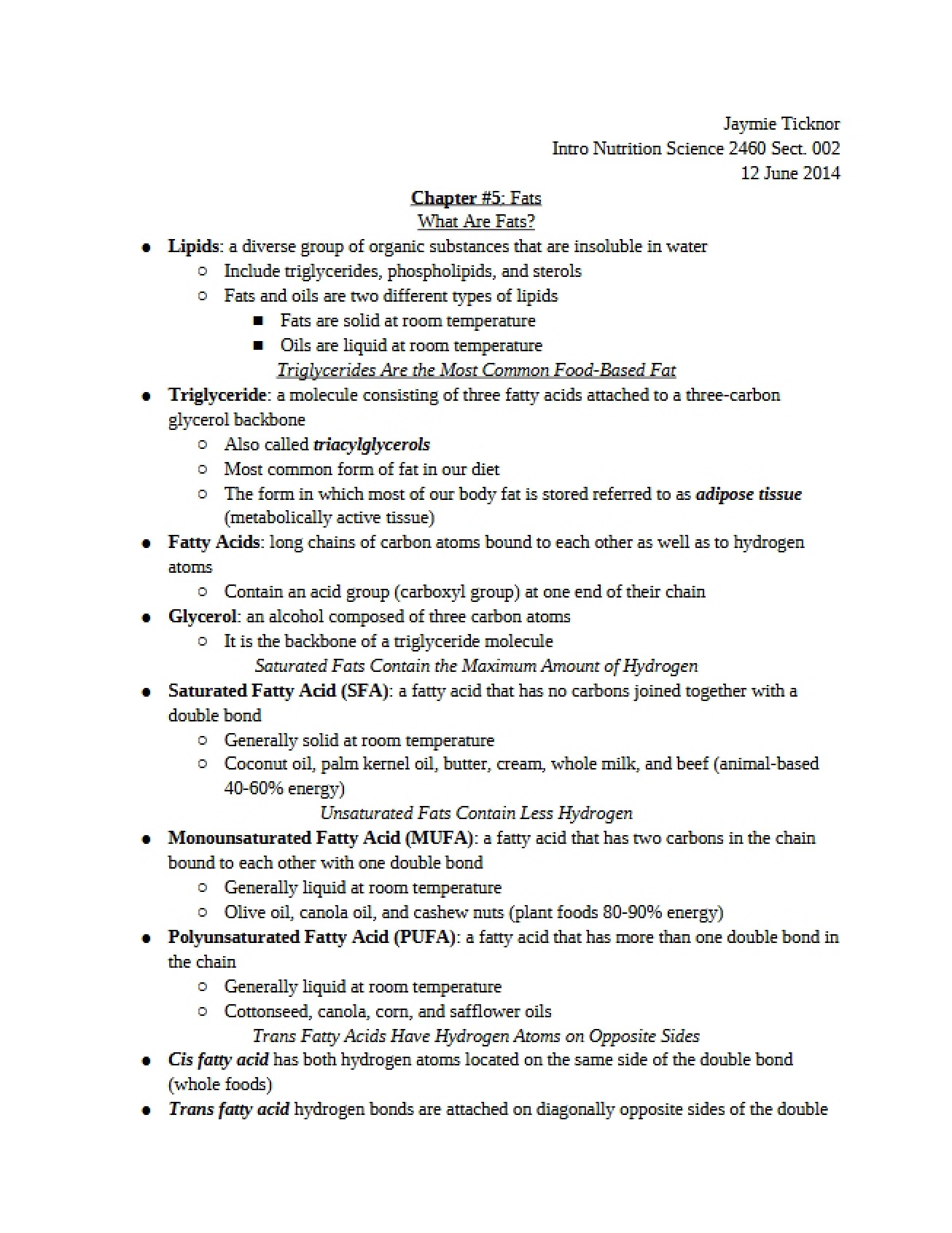 Lipid and Fat Studies Chapter Five