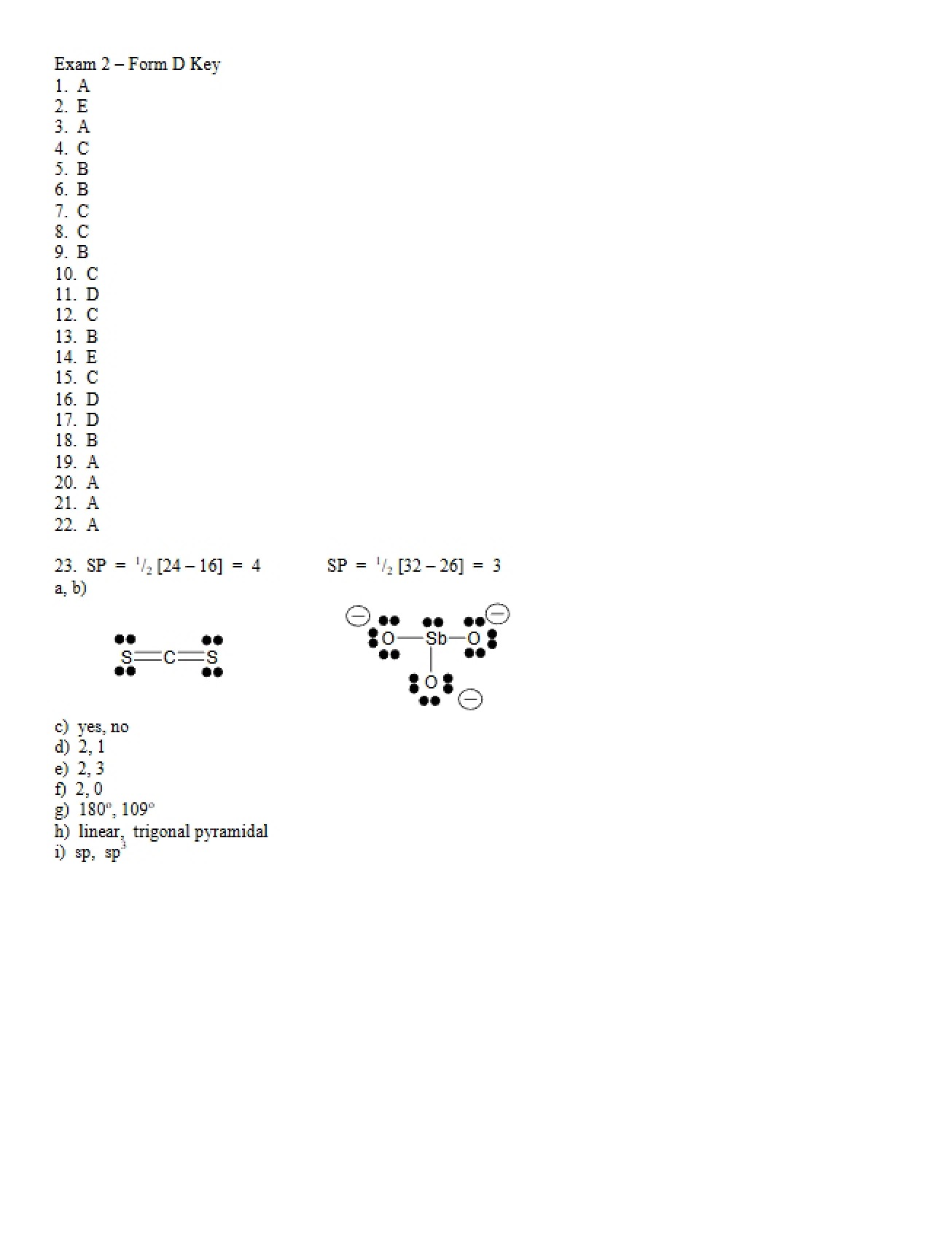 Key for Exam 2D