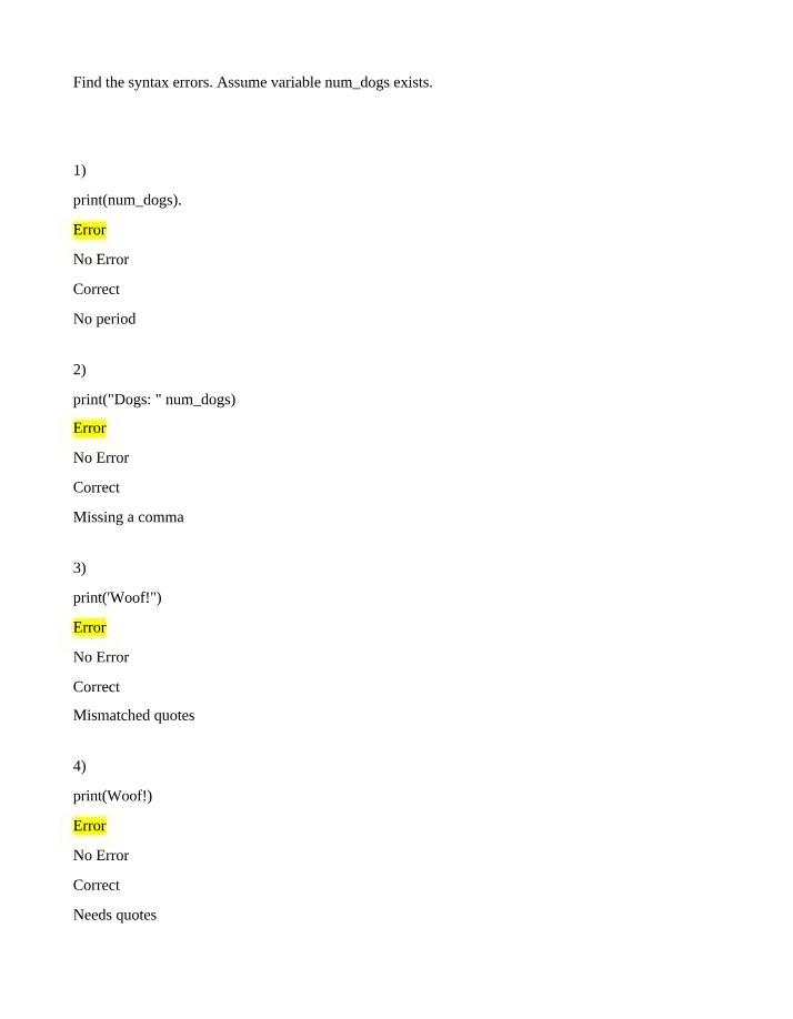 Identifying Syntax Errors - Correcting Code Step-by-Step