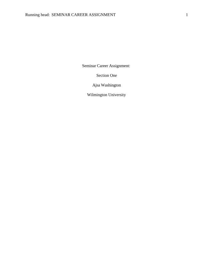 Career Assignment - Part