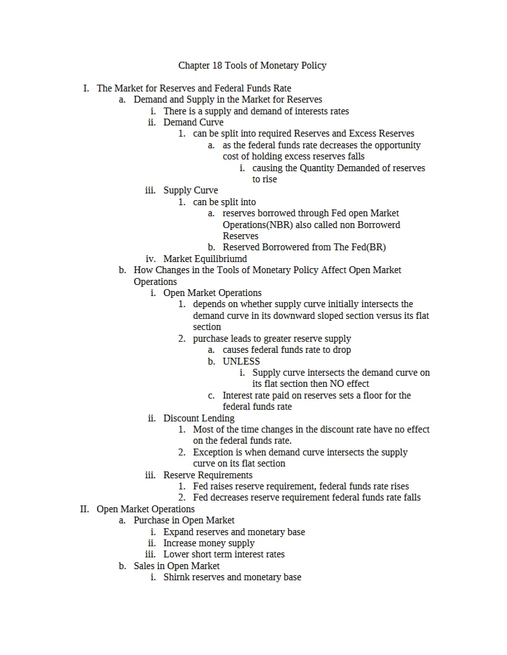 Monetary Policy Tools (Ch 18)