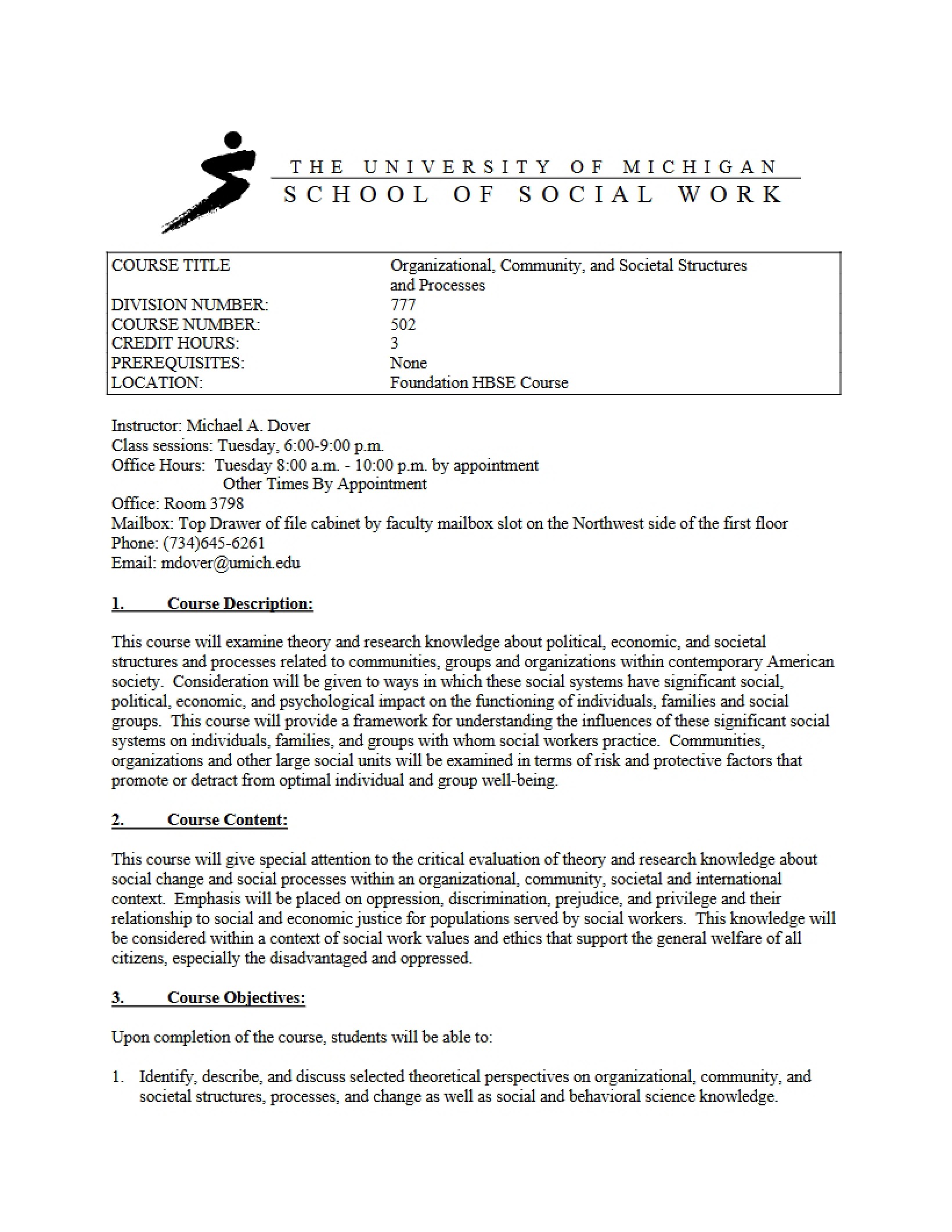 Organizational Structure Course Outline