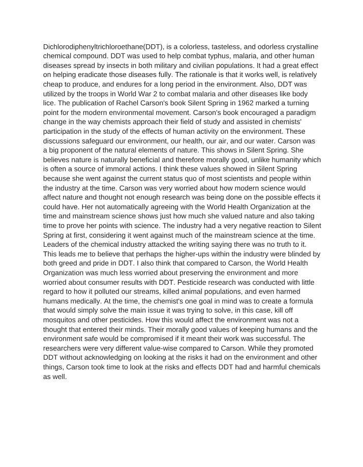 Silent Spring - The Impact of DDT on the Environment