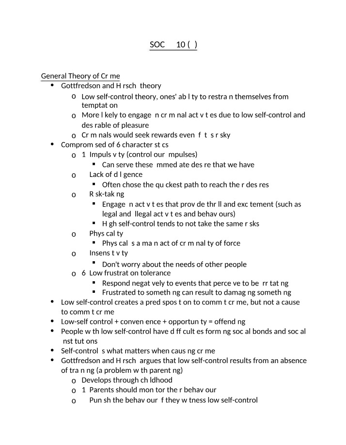 Lecture Notes for SOC 3710