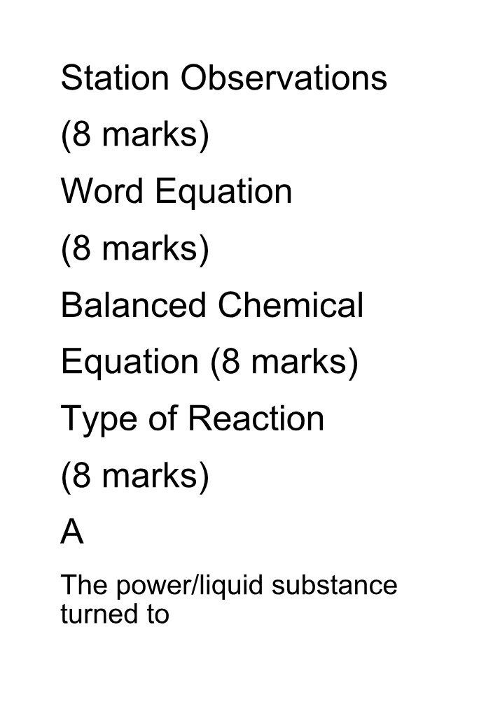 Chemical Reactions - Types, Equations, and Observations