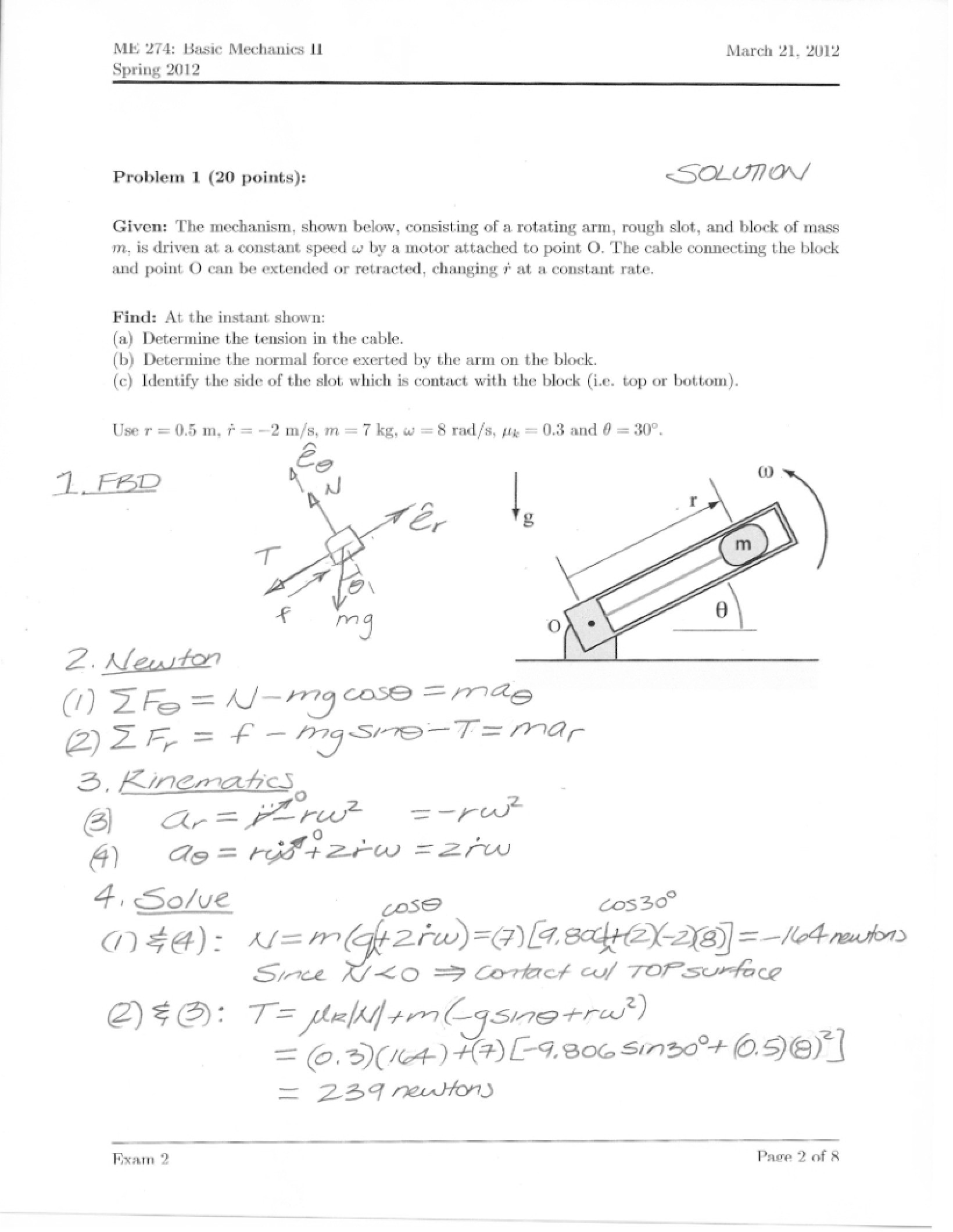 Solutions for Second Exam