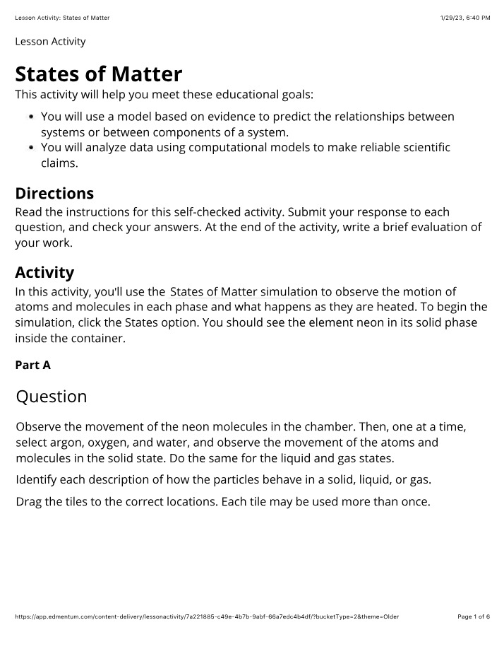 States of Matter - Observing Particle Motion