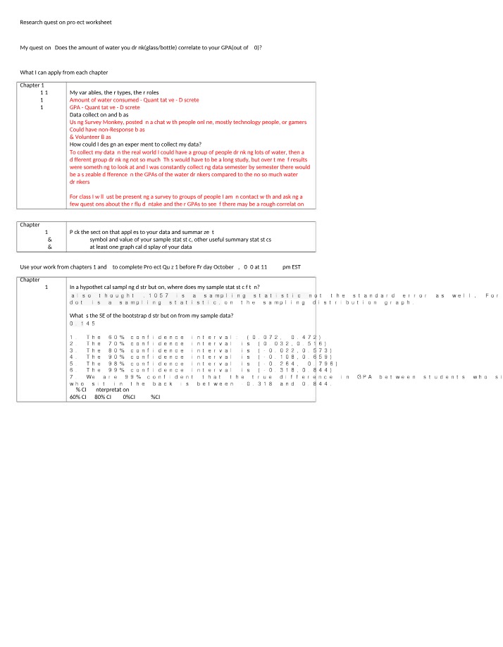 Worksheet for Research Question Project