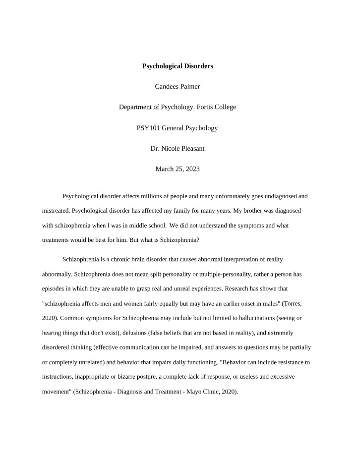 PSY101 - Psychological Disorders