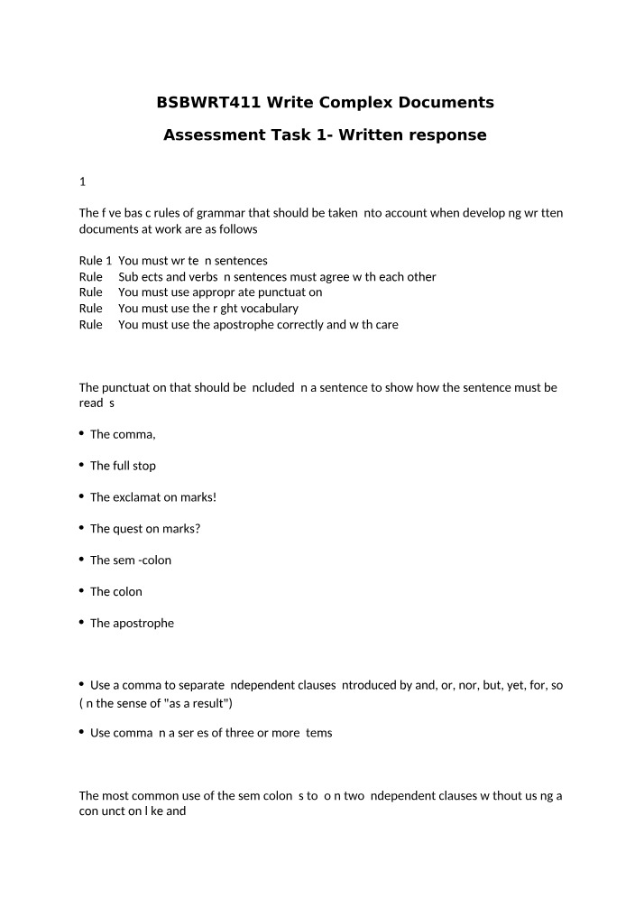 Written Response for BSBWRT411 Assessment Task 1