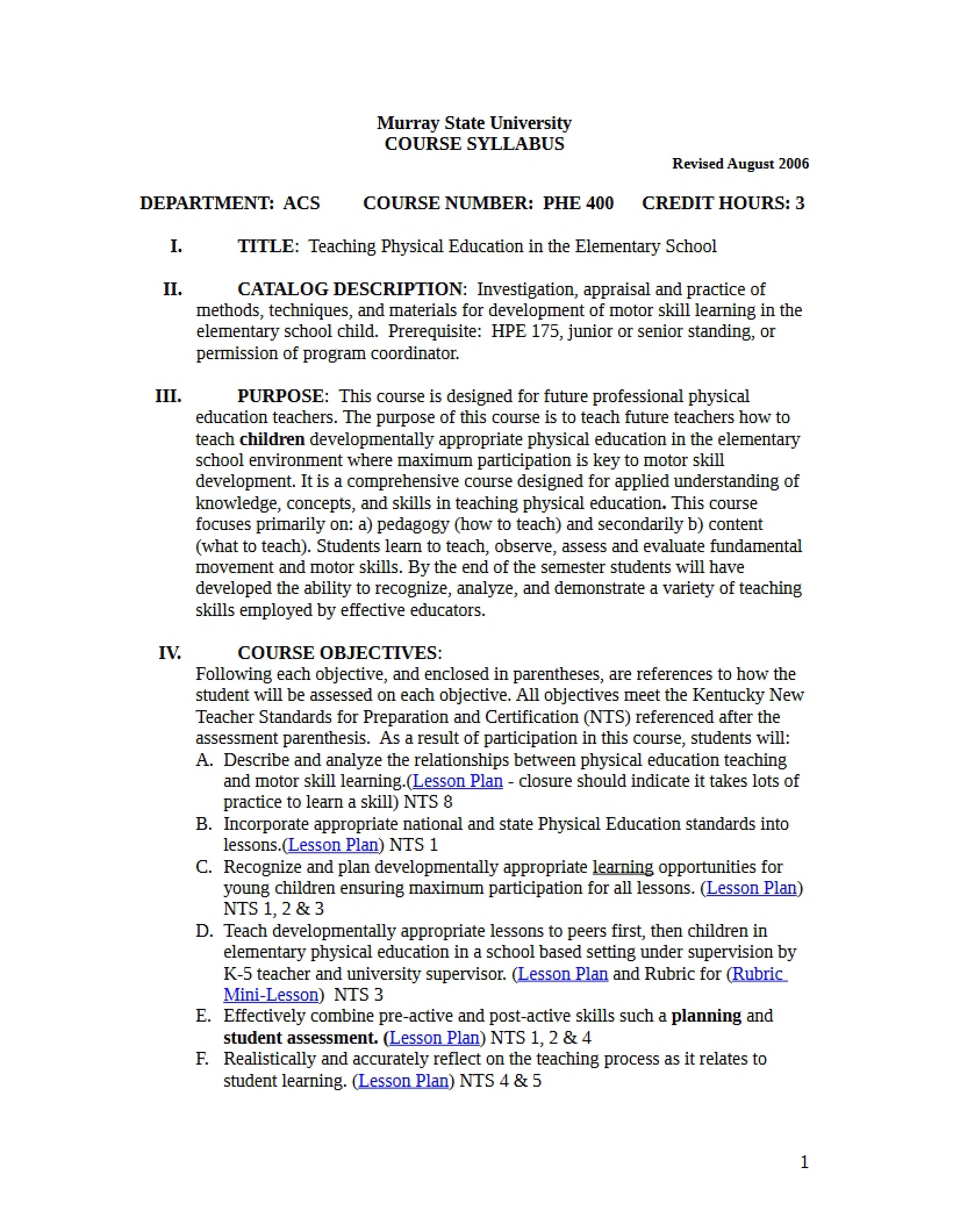 Syllabus - 5 Pages
