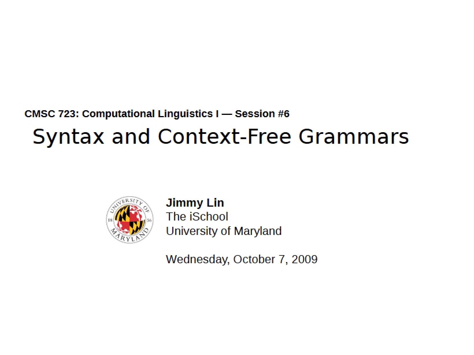 Context-Free Grammars and Syntax