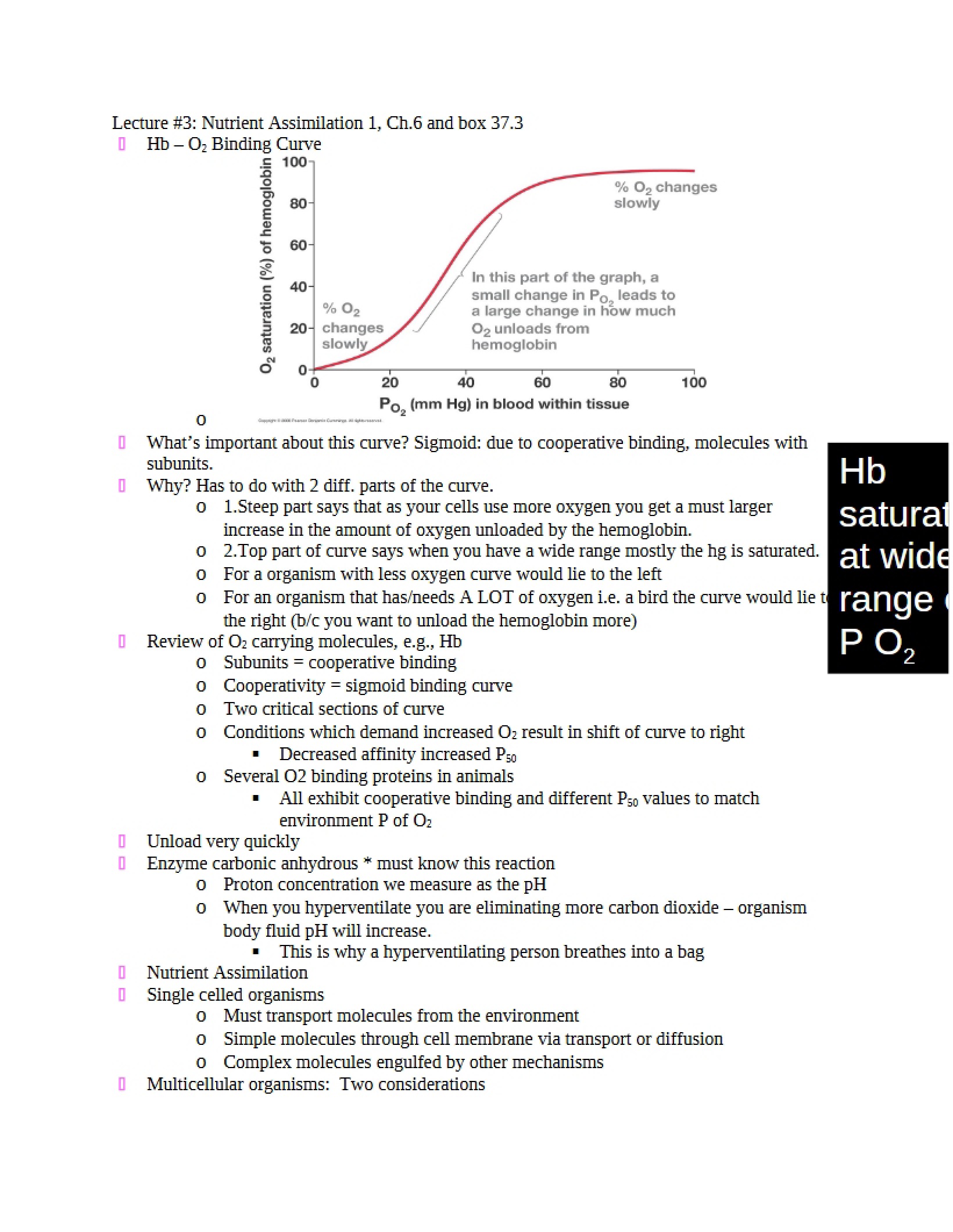 Organismal Biology Class Lecture Notes