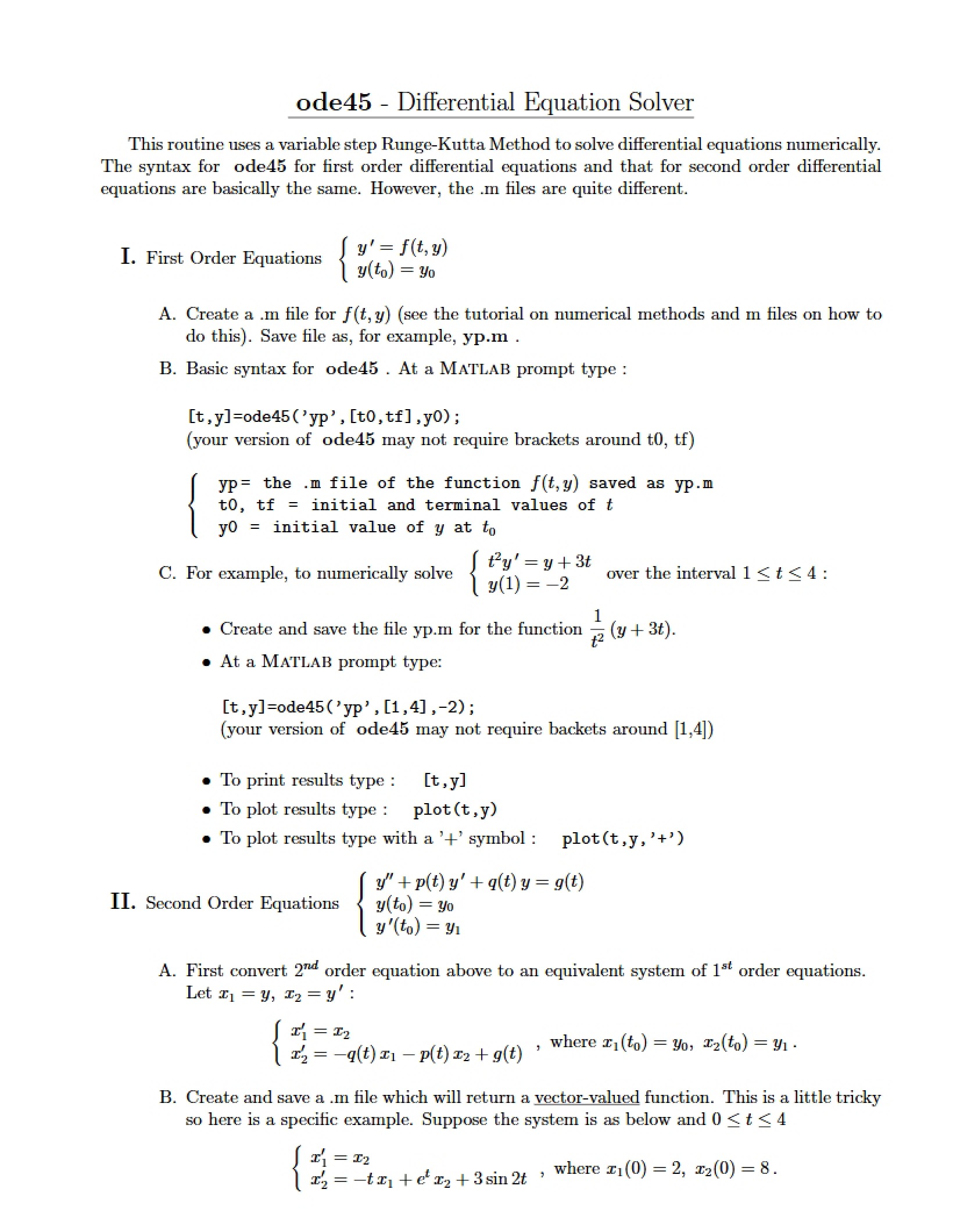 Differential Equations Solving Tool