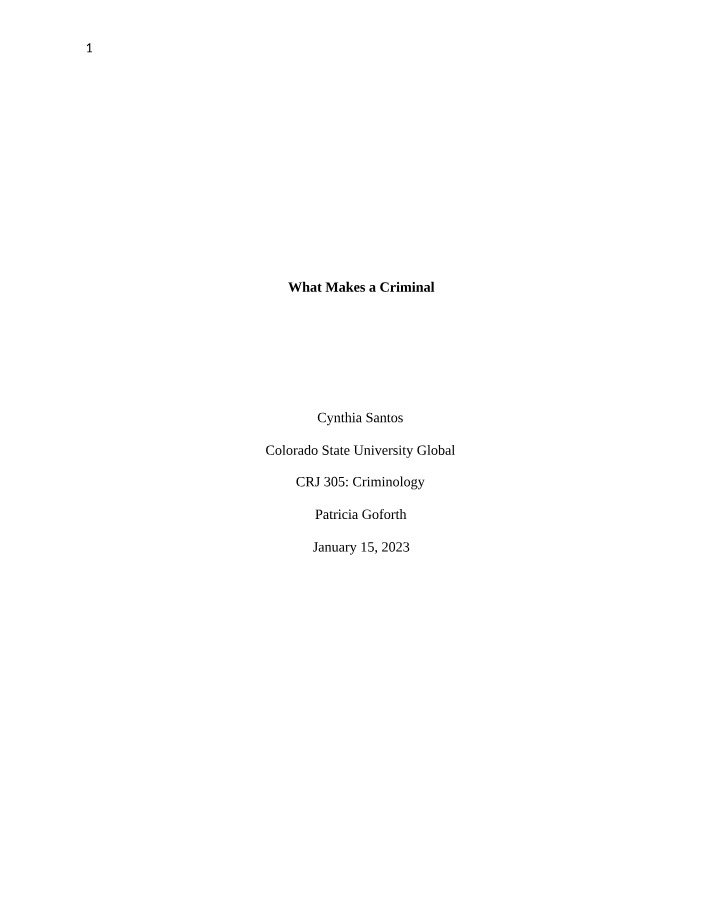 Defining a Criminal