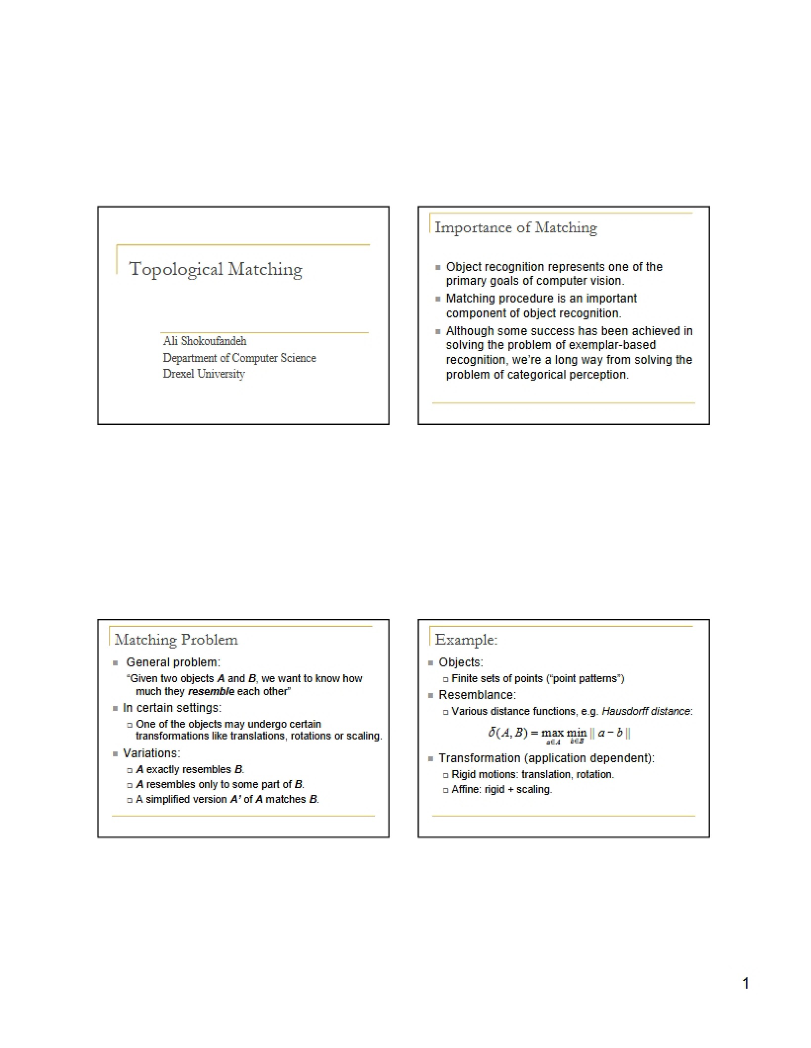 Matching Topologies