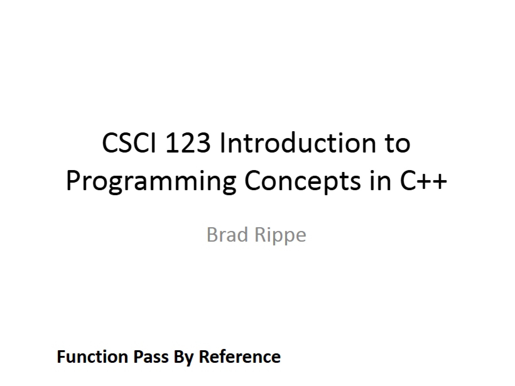 Lecture 6 Programming Concepts