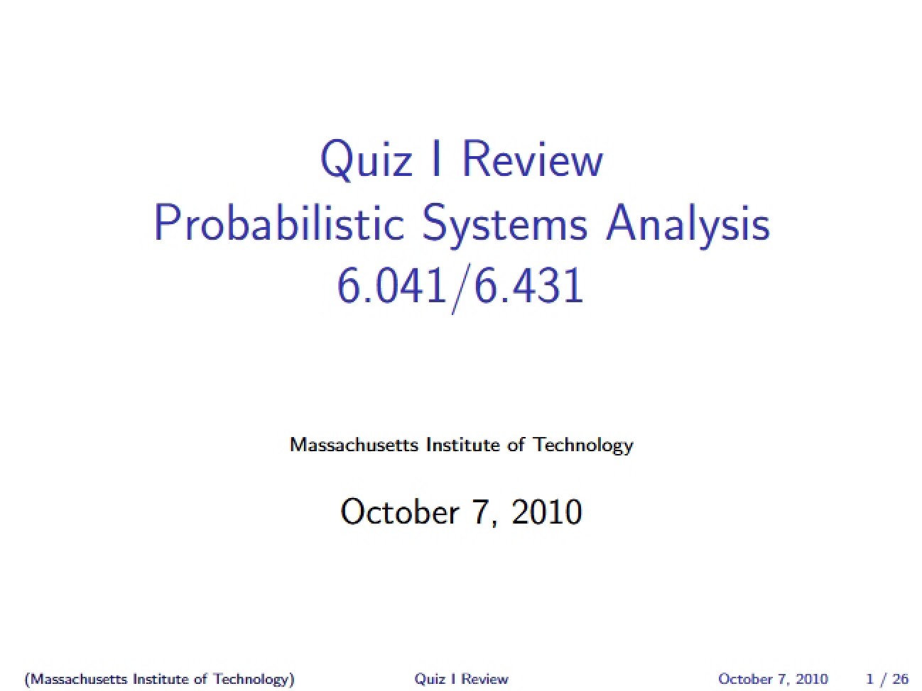 Review for First Quiz