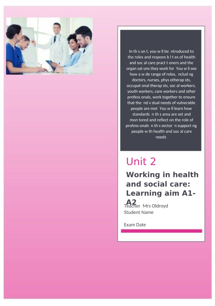 Roles and Responsibilities in Health and Social Care
